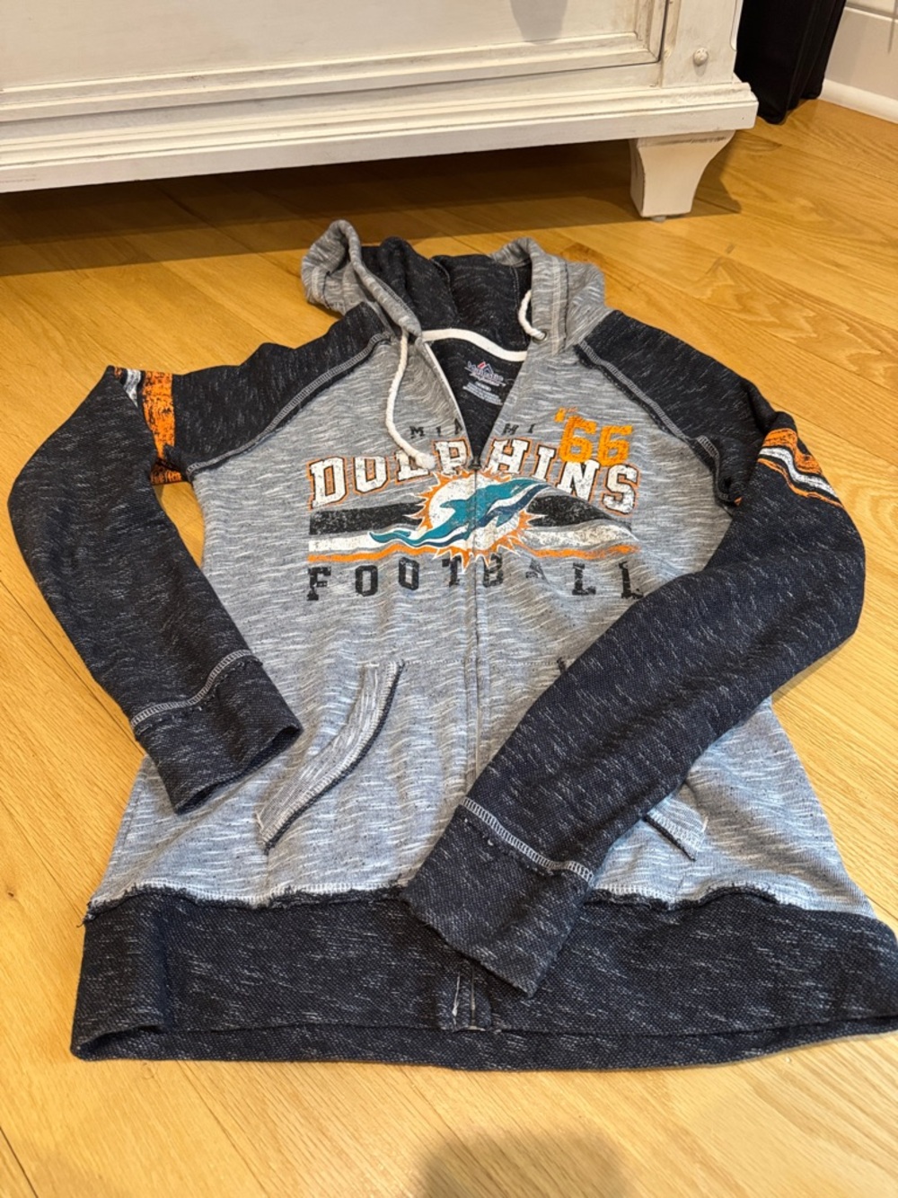 Majestic Gray and Navy Miami Dolphins Hoodie